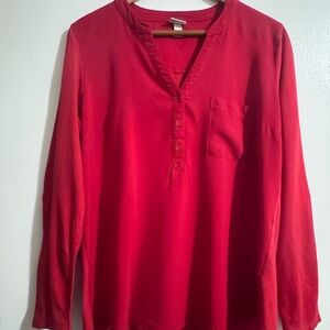 Women's XL Merona V-Neck Tunic Style Long-Sleeve Blouse